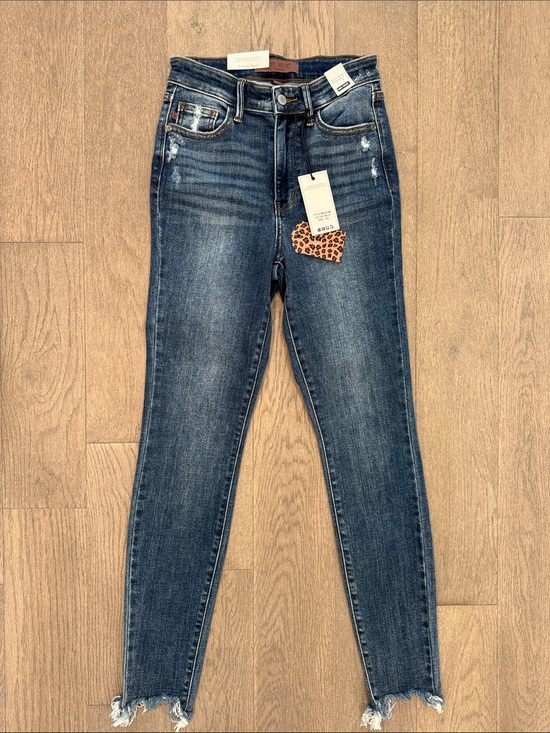 Judy Blue Denim - Judy Blue NWT Distressed High Waist Shark Bite Hem Skinny Fit 1/25 Cotton Denim
